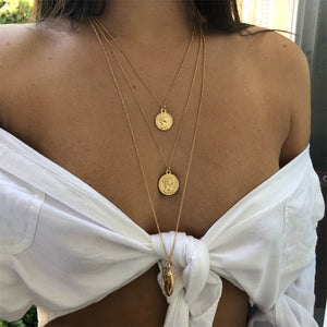 IF YOU Boho Coin Shell Rose Pendant Necklace For Girl Moon Crystal Choker Necklaces Women Beach 2020 Fashion Statement  Jewelry