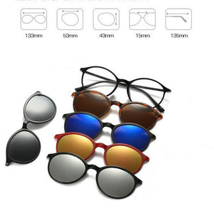 IMIXLOT 5 Lens Magnetic Sunglasses Clip Mirrored Clip on Sunglasses Men Polarized Clips Custom Prescription Myopia