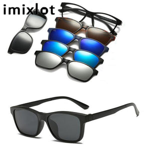 IMIXLOT 5 Lens Magnetic Sunglasses Clip Mirrored Clip on Sunglasses Men Polarized Clips Custom Prescription Myopia