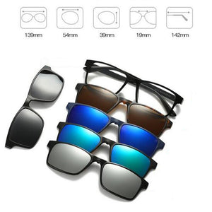 IMIXLOT 5 Lens Magnetic Sunglasses Clip Mirrored Clip on Sunglasses Men Polarized Clips Custom Prescription Myopia