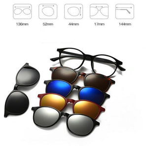 IMIXLOT 5 Lens Magnetic Sunglasses Clip Mirrored Clip on Sunglasses Men Polarized Clips Custom Prescription Myopia