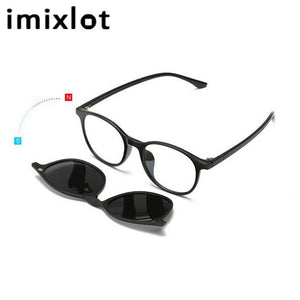 IMIXLOT 5 Lens Magnetic Sunglasses Clip Mirrored Clip on Sunglasses Men Polarized Clips Custom Prescription Myopia