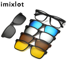Load image into Gallery viewer, IMIXLOT 5 Pieces Clip On Sunglasses Polarized Magnetic Glasses Spectacle Frame Men Women Male Driving Myopia Optical