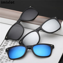 Load image into Gallery viewer, IMIXLOT Spectacle Frame Men Women With 5 Pieces Clip On Sunglasses Polarized Magnetic Glasses Male Driving Myopia Optical