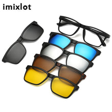 Load image into Gallery viewer, IMIXLOT Spectacle Frame Men Women With 5 Pieces Clip On Sunglasses Polarized Magnetic Glasses Male Driving Myopia Optical