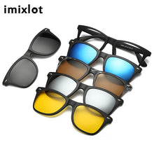 Load image into Gallery viewer, IMIXLOT Spectacle Frame Men Women With 5 Pieces Clip On Sunglasses Polarized Magnetic Glasses Male Driving Myopia Optical