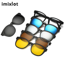 Load image into Gallery viewer, IMIXLOT Spectacle Frame Men Women With 5 Pieces Clip On Sunglasses Polarized Magnetic Glasses Male Driving Myopia Optical