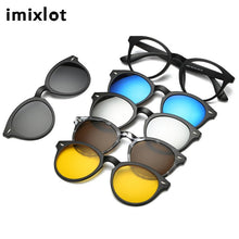 Load image into Gallery viewer, IMIXLOT Spectacle Frame Men Women With 5 Pieces Clip On Sunglasses Polarized Magnetic Glasses Male Driving Myopia Optical