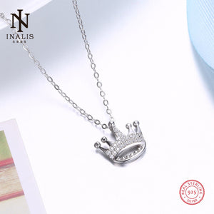 925 Sterling Silver Necklace Cylindrical Crown Pendant Necklace For Women Girl Female Jewelry Wedding Gift