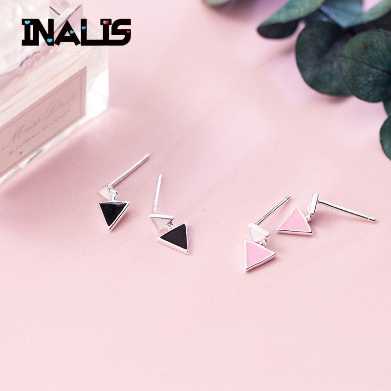 New Brand Design Fashion Double Triangle Round Geometric Stud Earrings Women Party Jewelry Cute Brincos Birthd Gift