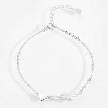 Load image into Gallery viewer, New Delicate Link Chain Charming Bracelet S925 Sterling Silver Gold Plated Inl Heart and LOVE YOU Words Bangle Women