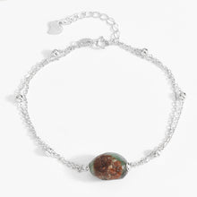 Load image into Gallery viewer, New Statement Double Chain Charming Bracelet S925 Sterling Silver Yellow Gold Plated with Beads and Natural Stone Bangle