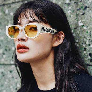 INS Cat Eye Women Sunglasses Vintage Brand Designer Sunglasses Women  Mcqueen Gafas De Mujer Small Frame Sungalsses Women