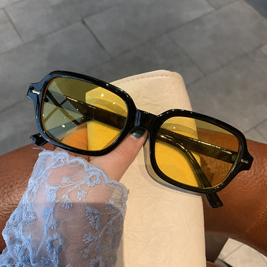 INS Small Oval Sunglasses Women Men  Brand Designer Vintage Sunglass Female Male Black Yellow Sun Glasses UV400