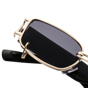 INS Super Popular Small Rectangle Sunglasses Women  Metal Frame Glasses Vintage Shades UV400 Punk Sun Glasses Eyewear