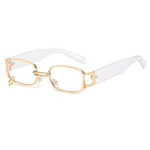 INS Super Popular Small Rectangle Sunglasses Women  Metal Frame Glasses Vintage Shades UV400 Punk Sun Glasses Eyewear
