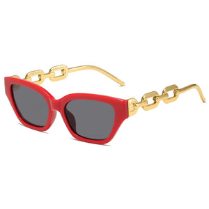 INS Vintage Cat Eye Sunglasses Women 2023 Trend Small Metal Chain Sunglasses Elegant Eyeglasses Black Shades