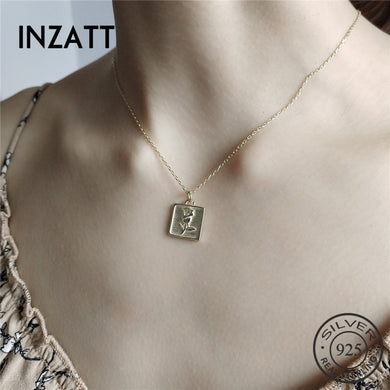 Authentic 925 Sterling Silver Square Rose Flower Pendant Necklace 2018 Cute Fine Jewelry For Women Romantic Party Bijoux