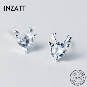 Bohemia Animal Crystal Deer Stud Earrings Zircon 925 Sterling Silver For Women Wedding Lovely Jewelry Accessories Gift