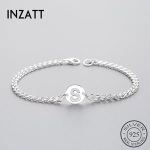 Geometric Glossy Round Hollow Letter S Bracelet Real 925 Sterling Silver For Women Metal Chain Link Fine Jewelry Gift