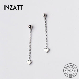 Minimalist Glossy Heart Dangle Drop Earrings Short style Chain tassel For Women Birthd 925 Sterling Silver Jewelry gift