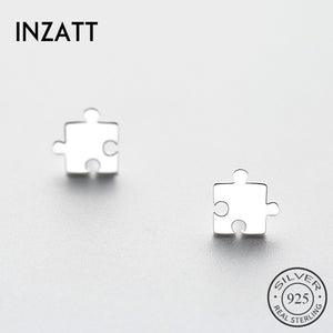 Personalized Jigsaw Stud Earrings For Women Party Trendy Real 925 Sterling Silver Fine Jewelry Fashion Accessories Bijoux