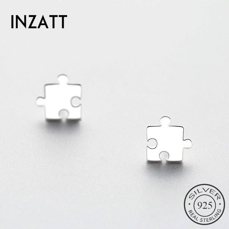 Personalized Jigsaw Stud Earrings For Women Party Trendy Real 925 Sterling Silver Fine Jewelry Fashion Accessories Bijoux