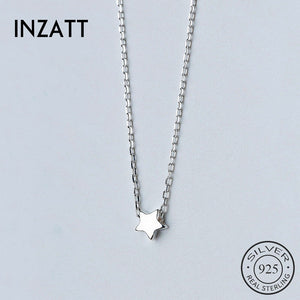 Real 925 Sterling Silver Classic Cute Star Choker Necklace Minimalist Fine Jewelry For Women Birthd Party Accessories