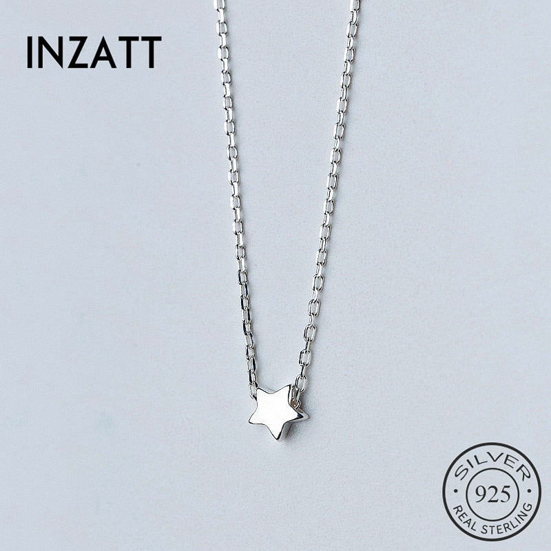 Real 925 Sterling Silver Classic Cute Star Choker Necklace Minimalist Fine Jewelry For Women Birthd Party Accessories
