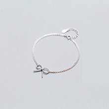 Load image into Gallery viewer, Real 925 Sterling Silver Double Chain Hollow Bow-knot Elegant Bracelet Fine Jewelry For Women Romantic Anniversary Party