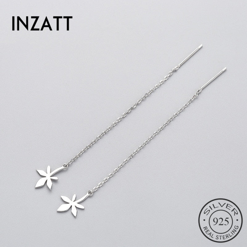 Real 925 Sterling Silver Plant Tree Dangle Drop Earrings Long Tassel Chain For Women Fasion Jewelry Trendy Gifts Brincos