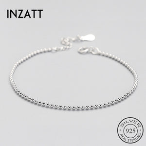 Real 925 Sterling Silver Smooth Surface Bead Chain Bracelet Fine Jewelry For Women Birthd Party Trendy Accessories Gift