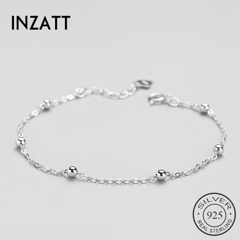 Real 925 Sterling Silver Spacer Bead Chain Bracelet Minimalist Fine Jewelry For Women Birthd Party Accessories Gift