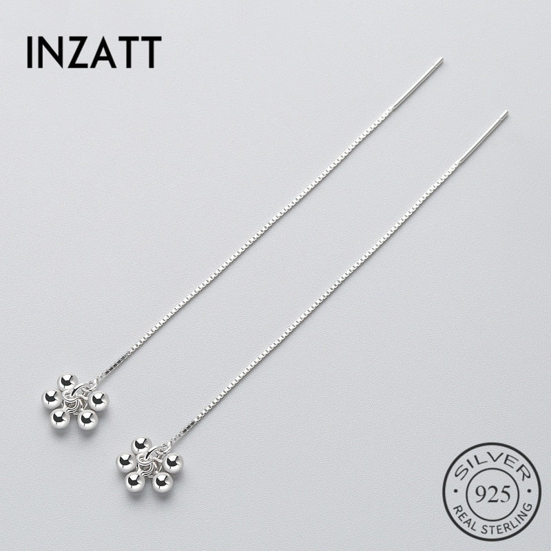 Tassel Real 925 Sterling Silver Line Chain Dangle Drop Earrings Artsy Brincos For Trendy Women Accessories Jewelry Gifts