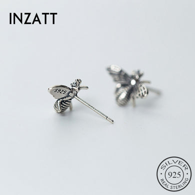 Vintage 925 Sterling thai Silver Cute Bee Stud Earrings For Women Birthd Party Prevent Allergy Fashion Jewelry Gift