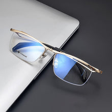 Load image into Gallery viewer, IP Pure Titanium Men Glasses Half Frame Business Square Flip Up Eyeglass Frames Myopia Hyperopia Prescription Eyeglasses Eyewear