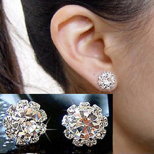 2016 New fashionable spherical crystal flower earrings for women
