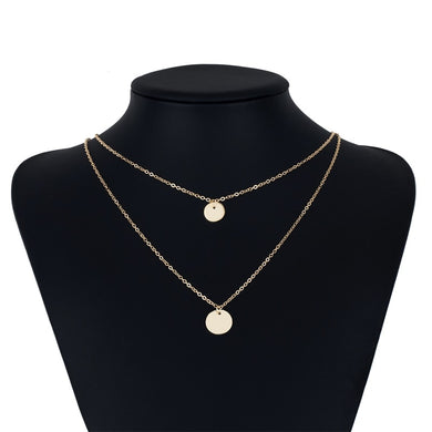 Fashion Double Bohemian Round Alloy Pendant Necklace Retro Layered Jewelry Party Gift Jewelry 2018 Women's Necklace