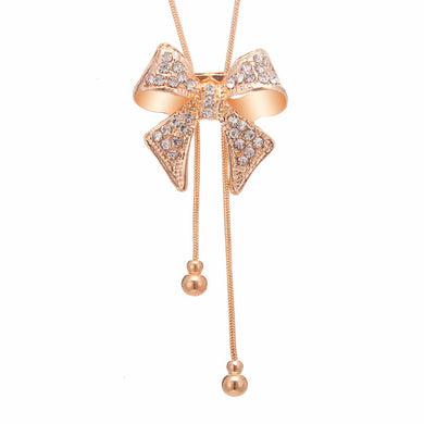 Fashion Jewelery 2018 Long Female Pendant Necklace Collier Femme Bow Clip Colares Femininos Mujer Bijoux
