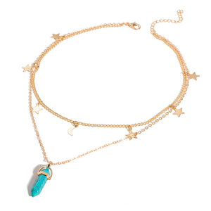 Collana con cristalli di tendenza alla moda Collana con pendente in opale esagonale boemo Collana in cristallo esagonale femminile regalo 2020 NUOVO 
