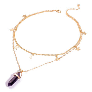 Collana con cristalli di tendenza alla moda Collana con pendente in opale esagonale boemo Collana in cristallo esagonale femminile regalo 2020 NUOVO 