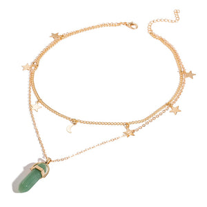 Collana con cristalli di tendenza alla moda Collana con pendente in opale esagonale boemo Collana in cristallo esagonale femminile regalo 2020 NUOVO 