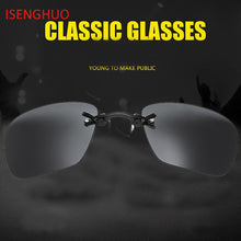 Load image into Gallery viewer, ISENGHUO Clip On Nose Mini Sunglasses Men Rimless Alloy Steampunk Small Sun Glasses Black Matrix Morpheus Movie Eyewear With Box