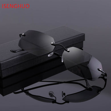 ISENGHUO Rimless Classic glasses Matrix Neo Morpheus UV400 Movie Sunglasses culos de feminino gafas de sol men