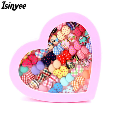 2017 Fashion Small Flower Stripe Heart Stud Earrings For Kids Children Gilrs Earring Set 36 Pairs Randomly With Box