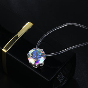 Collana con pendente a rete lunga trasparente con zirconi cubici rotondi di moda per le donne Gioielli eleganti Collier Femme 