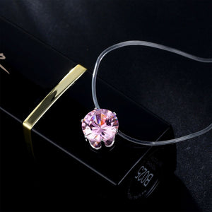 Collana con pendente a rete lunga trasparente con zirconi cubici rotondi di moda per le donne Gioielli eleganti Collier Femme 