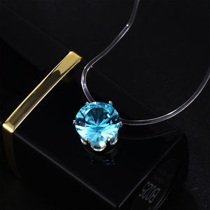 Collana con pendente a rete lunga trasparente con zirconi cubici rotondi di moda per le donne Gioielli eleganti Collier Femme 