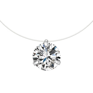 Collana con pendente a rete lunga trasparente con zirconi cubici rotondi di moda per le donne Gioielli eleganti Collier Femme 