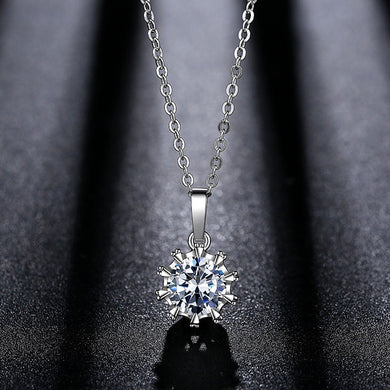 Fashion Small CZ Crown Pendant Silver Chain Necklace For Women Girls Party Crystal Cubic Zirconia Summer Jewelry
